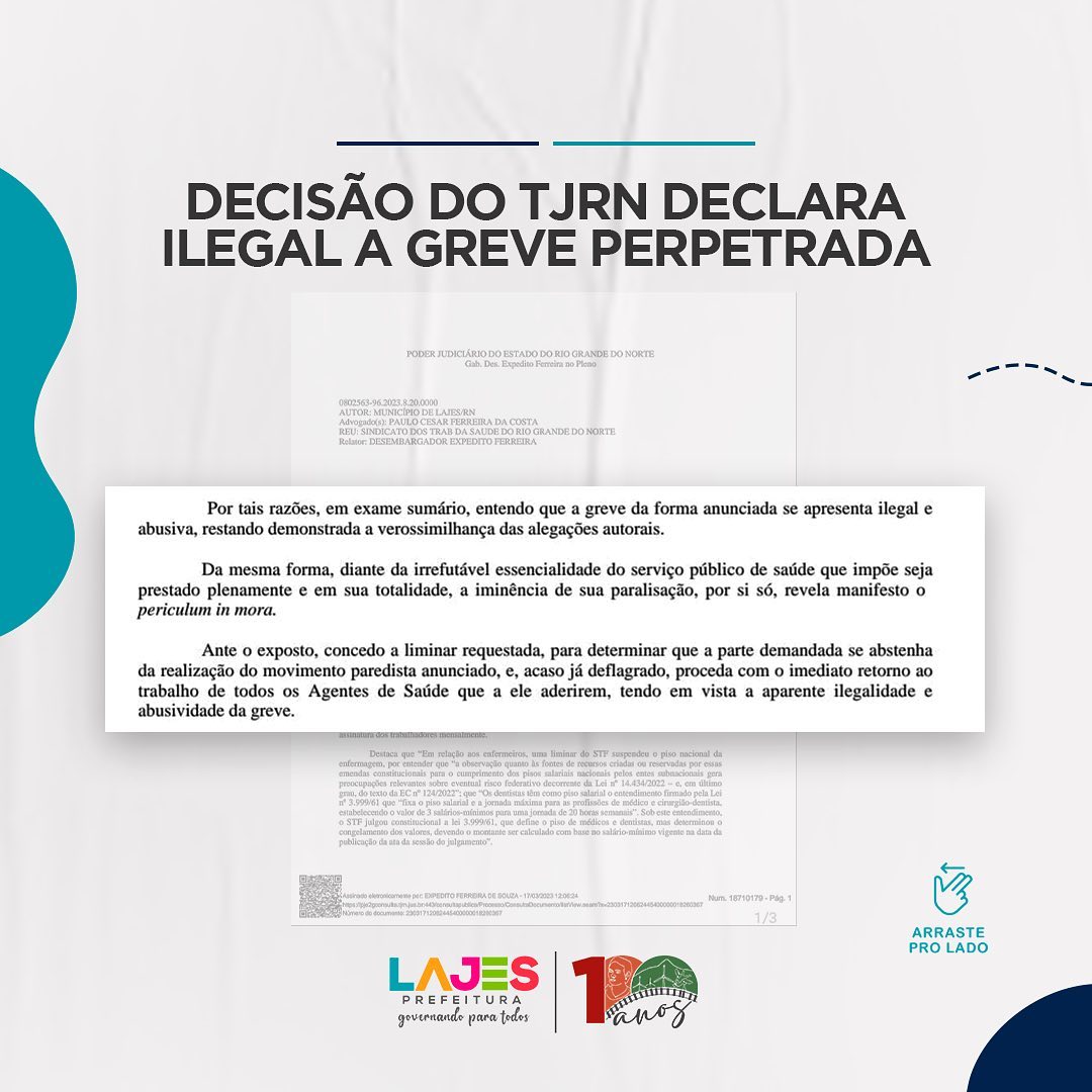 No momento, você está visualizando DECISÃO DO TJRN DECLARA ILEGAL A GREVE PERPETRADA